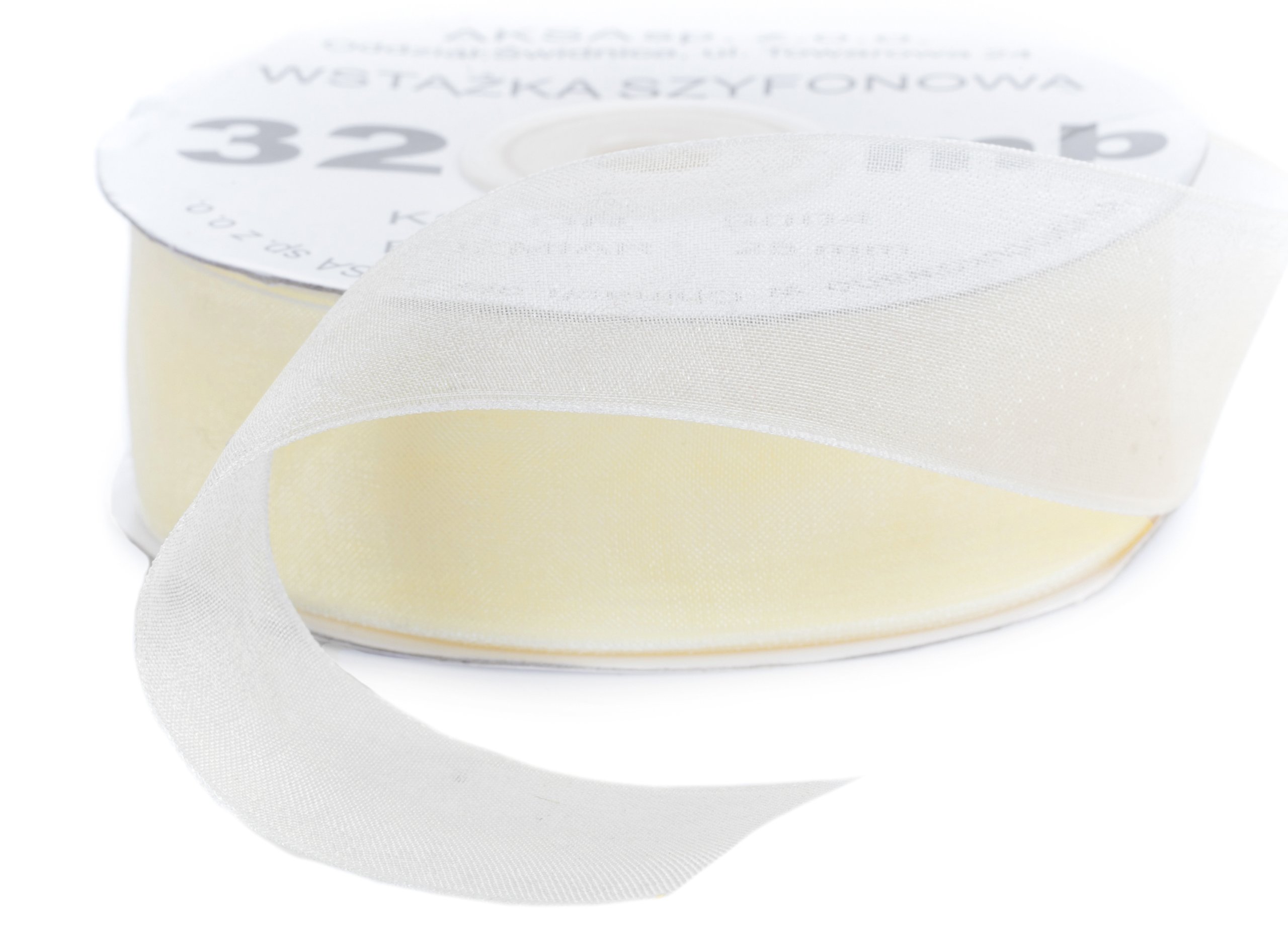 

Tasiemka Szyfonowa Ecru Wstążka 38mm Organza 004