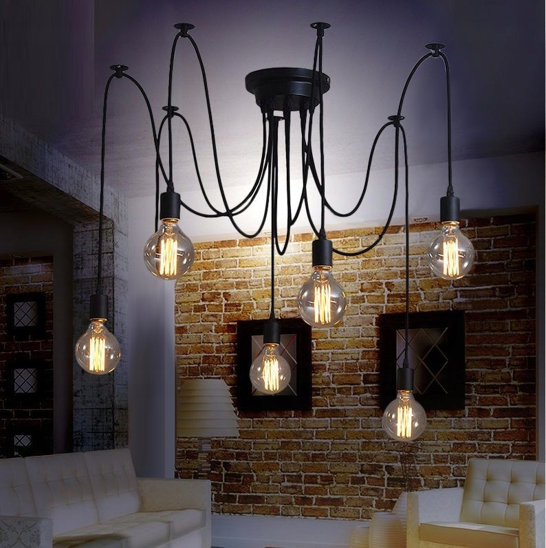 LAMPA SUFITOWA WISZĄCA ŻYRANDOL PAJĄK 6 E27 LED Kolekcja SPIDER