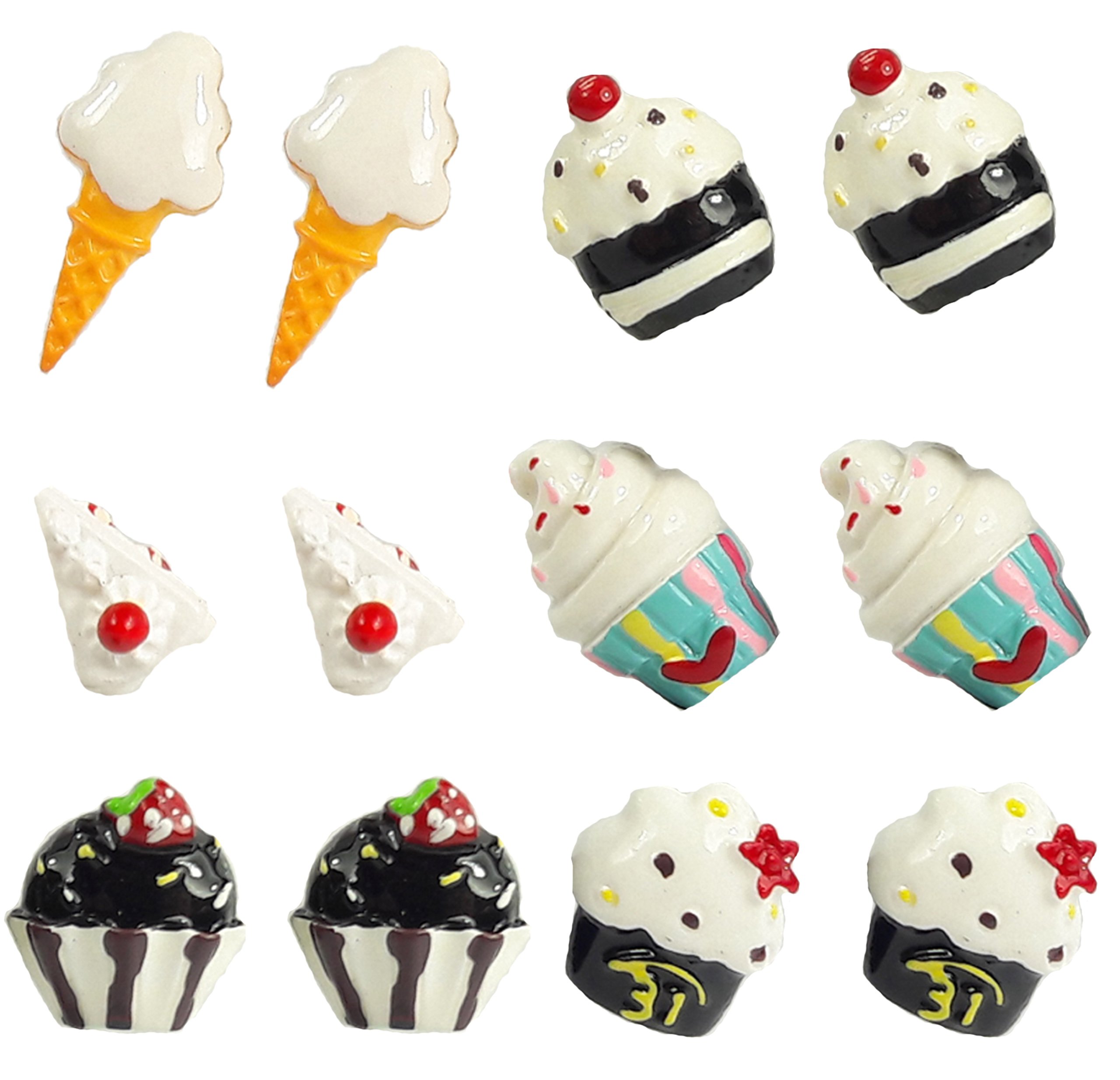 

Zestaw kolczyków ciasteczka i lody ice cream 6 par