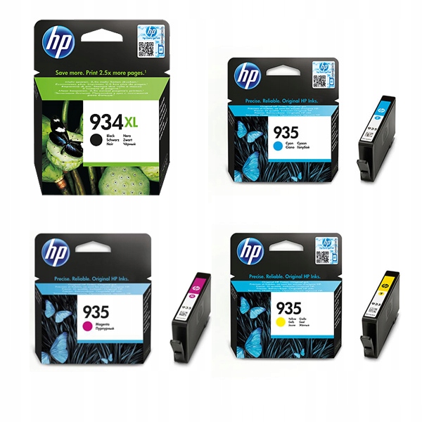 

4 org tusze Hp 934XL Bk +935 Cmy 6230 6820 6830