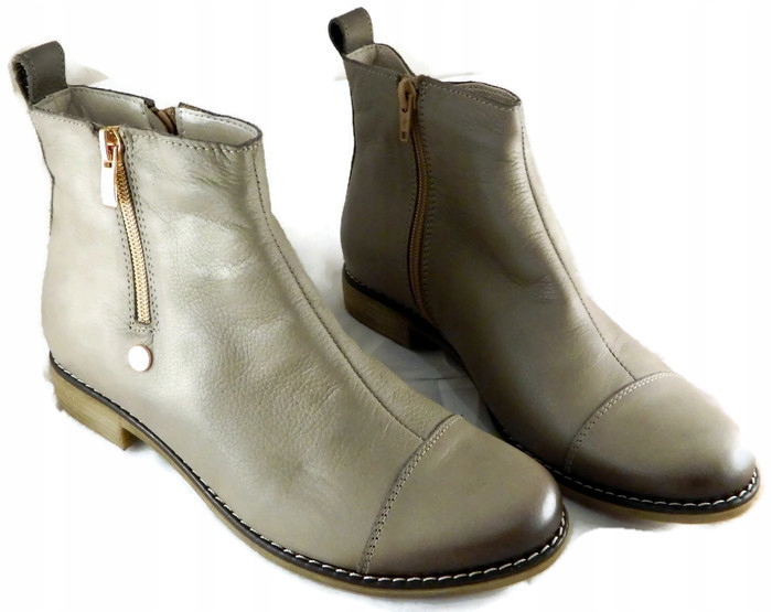 STYLOWE, WYGODNE BOTKI DWA ZAMKI SKÓRA NAT UNI-81 Rodzaj obcasa płaski obcas