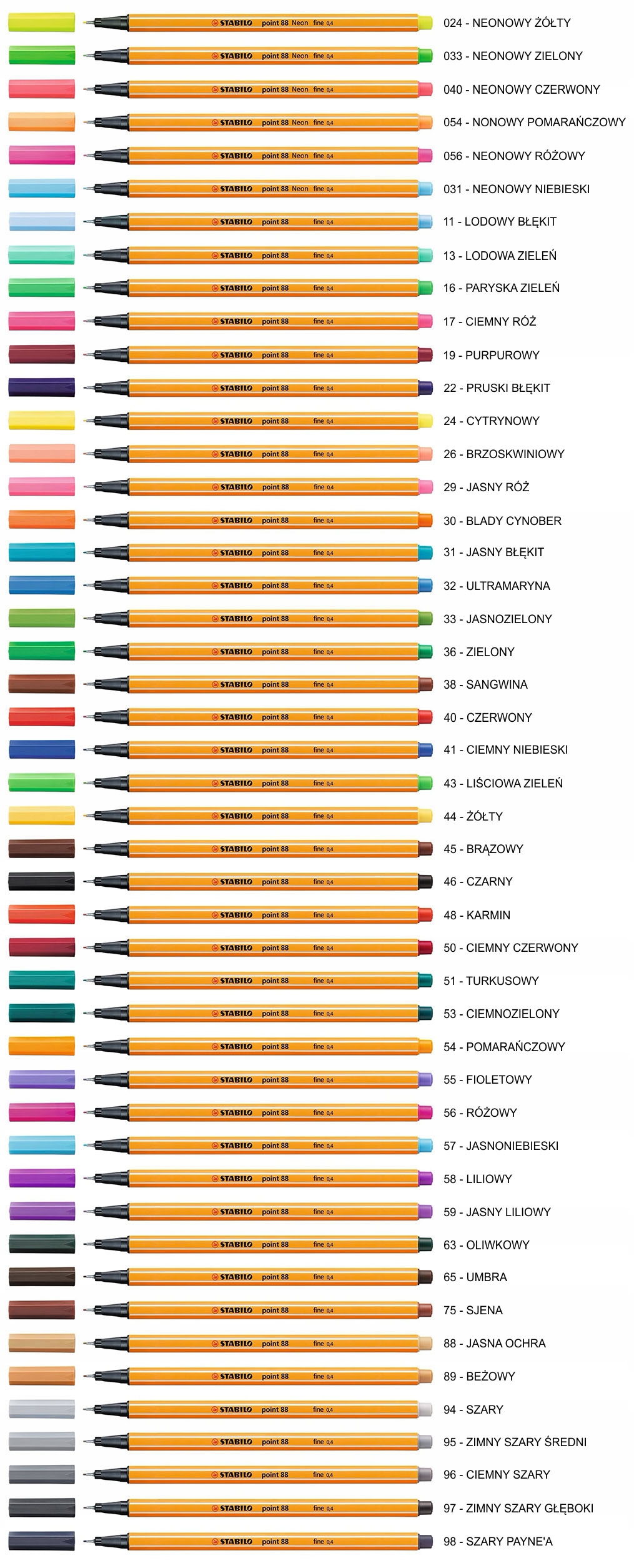 Cienkopis Stabilo Point 88 zestaw 15 kol w etui Kod produktu 4006381438636