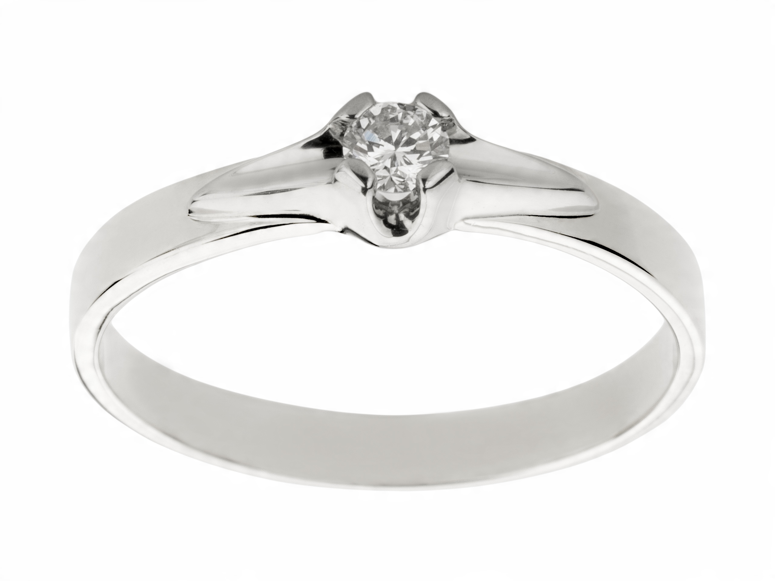 

Białe Złoto 585 Pierścionek z Brylantem 0.12ct Vs