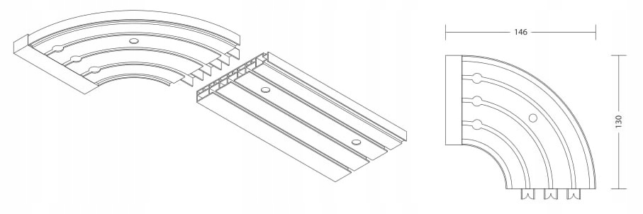 Łuk zakończeniowy do szyny pcv III 3-torowej kpl Marka DM