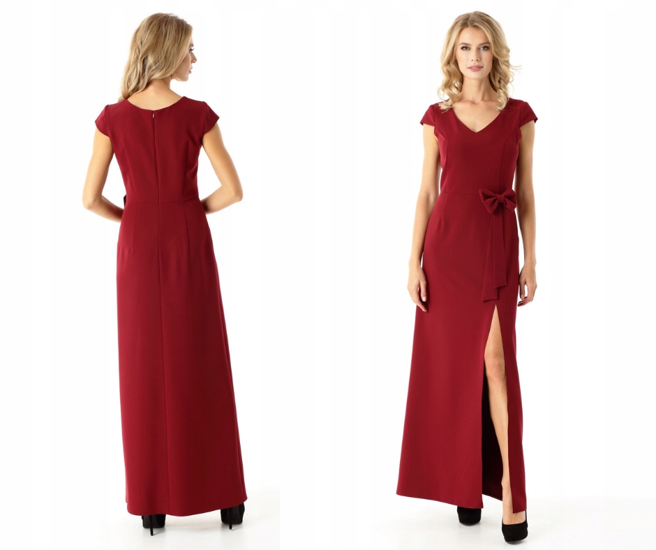 Šaty dlouhé rovné s rozparkem mašle S