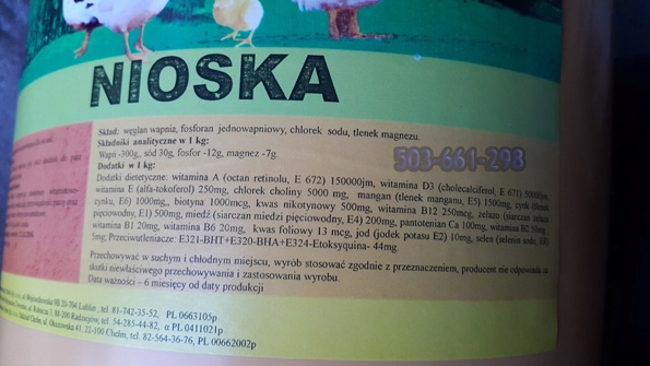 Witaminy dla kur niosek PASZA KARMA NIOSKA KURA Pojemność 4 l