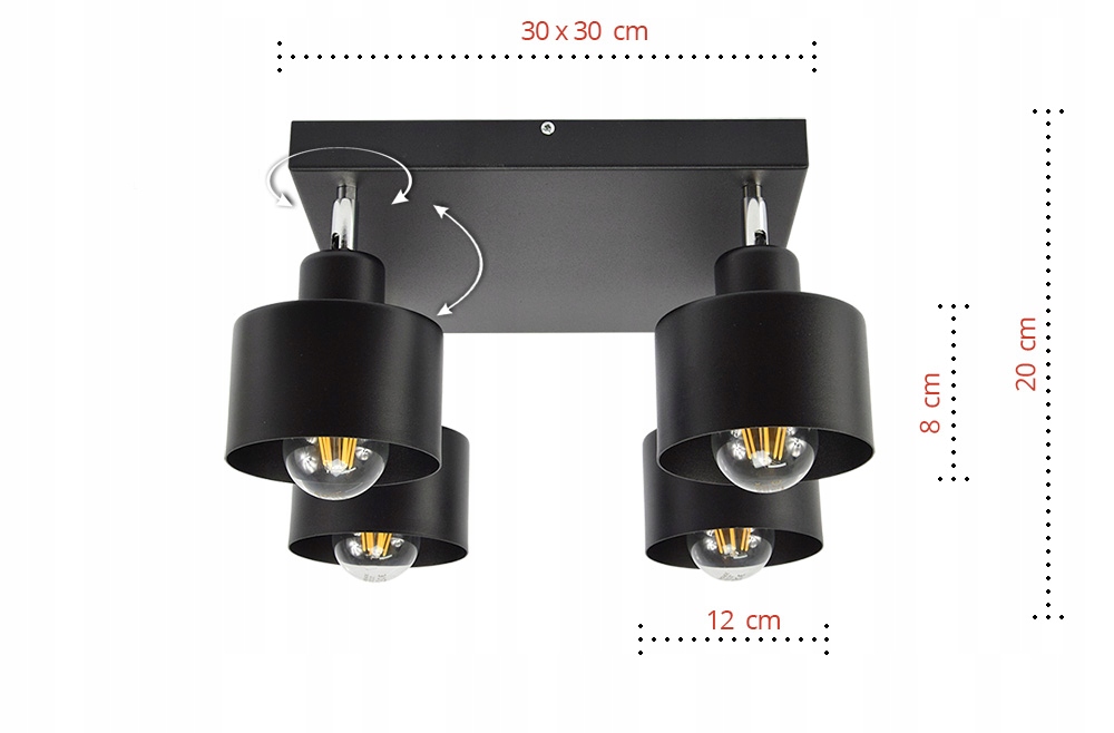 LAMPA SUFITOWA PLAFON ŻYRANDOL LOFT EDISON LED Kształt kwadratowy