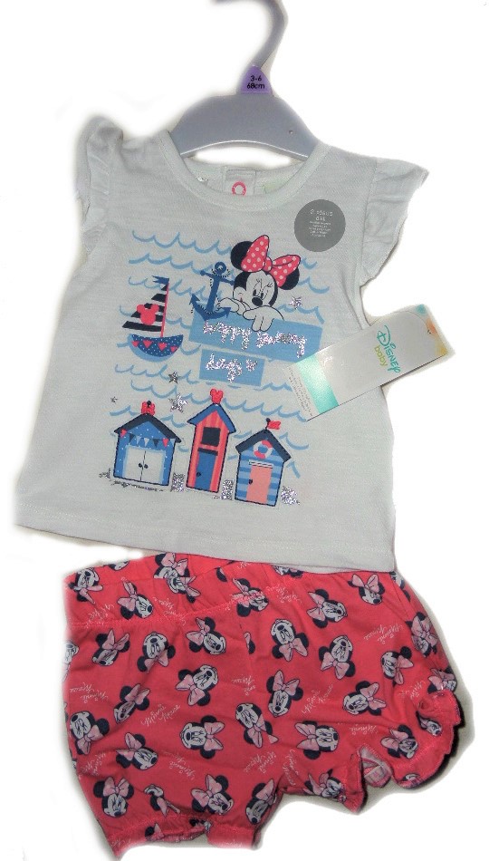 F&F 2cz Myška Minnie blúzka+detské teplákové kraťasy 3-6m/68