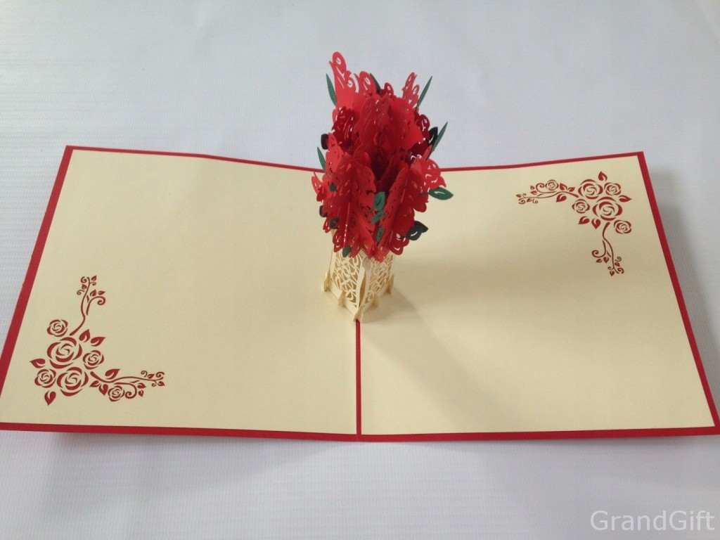 Kytice červených růží Kartka3D Valentýn Výročí Den žen Den babiček