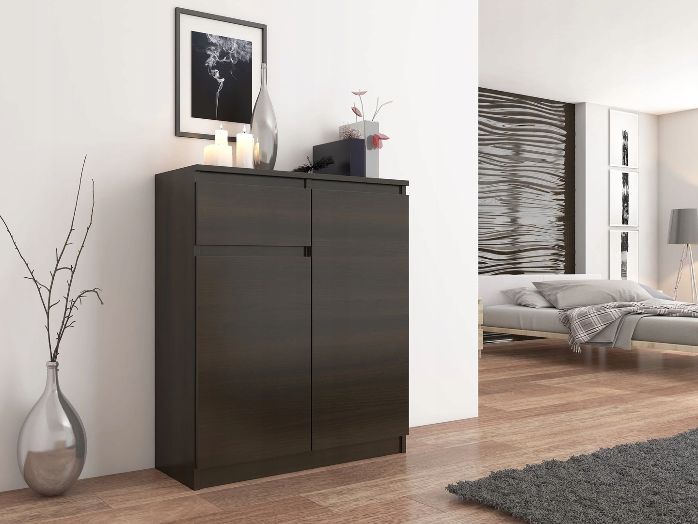 KOMODA 98CM WENGE SZAFKA 1 SZUFLADA PRODUCENT PL Szerokość mebla 80 cm