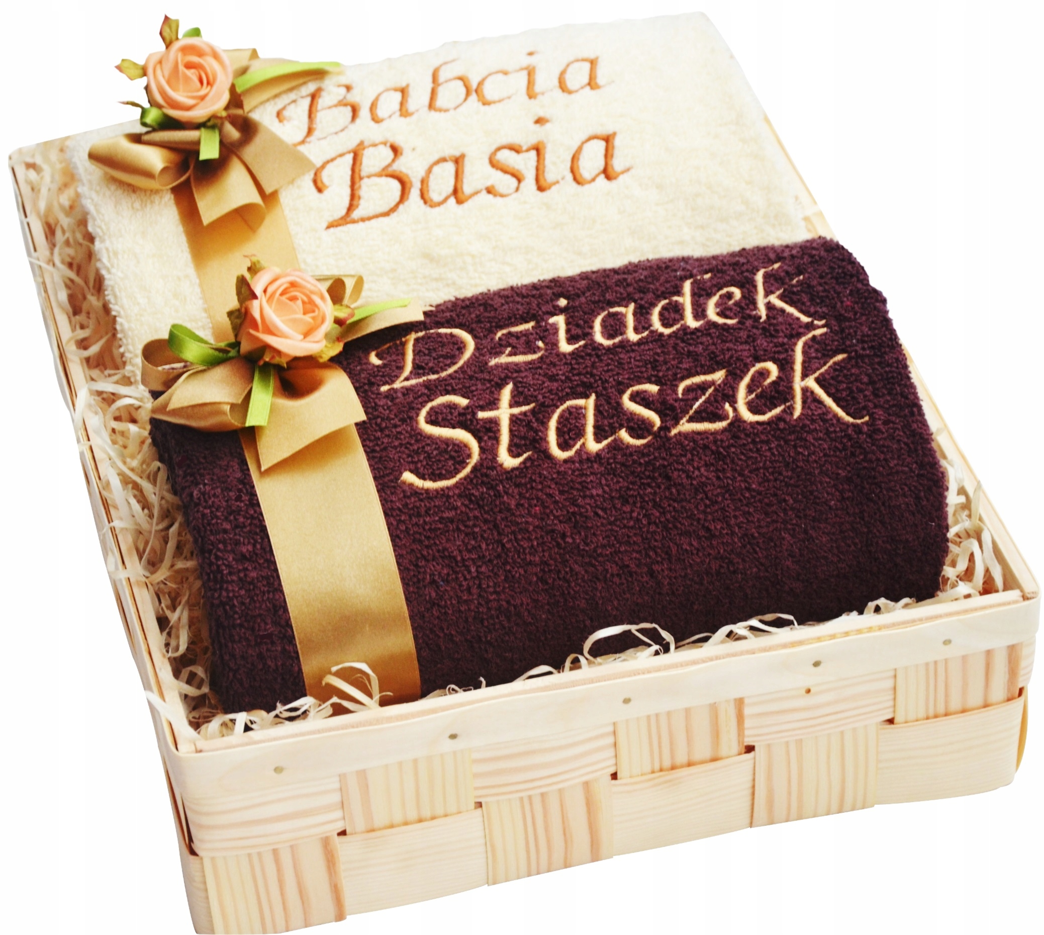 Prezent Dla Babci I Dziadka Prezent na Dzień Babci i Dziadka Ręczniki z Haftem (Imię Haft