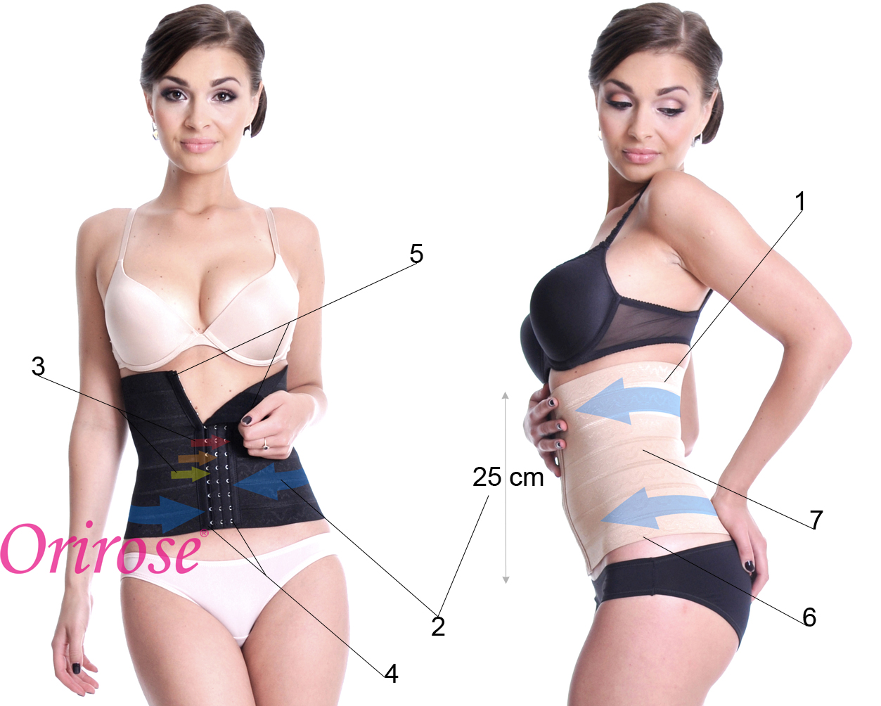 Orirose Pas mocno WYSZCZUPLAJĄCY modelujący BRZUCH talię z regulacją SIZE + Marka Orirose