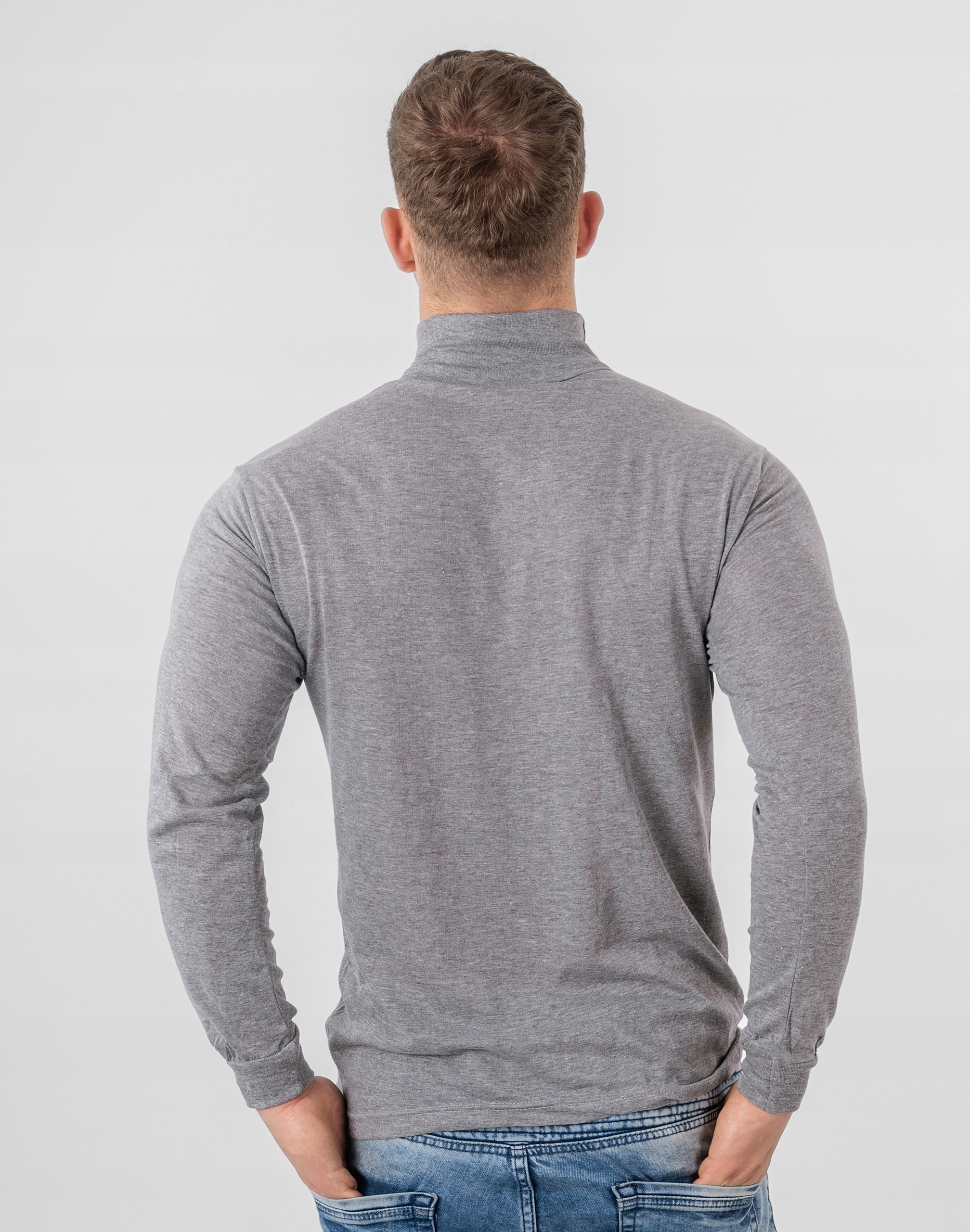 Элегантный тонкий водолазка свитер мужской GM01 XXL серый основной шаблон равнина