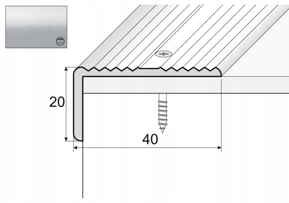 

A33 Kątownik 20x40mm aluminiowy 90cm Srebro