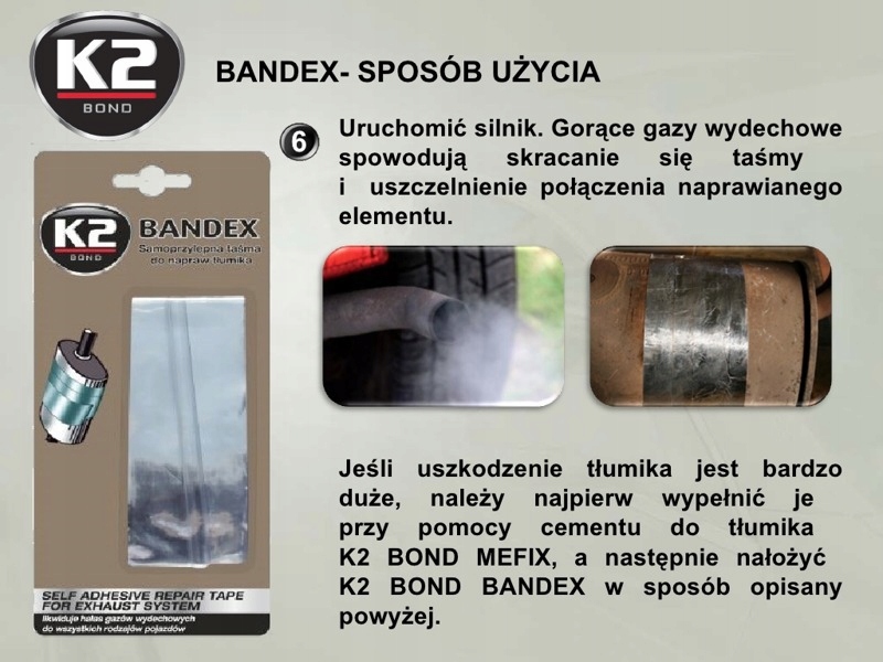 K2 BANDEX Bandaż Taśma do naprawy tłumika 1m EAN (GTIN) 5906534941237