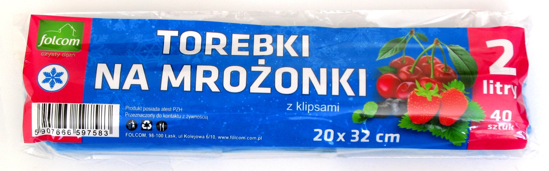 WORECZKI / MROŻONKI 2 L / 40 SZTUK + KLIPSY FOLCOM Marka Folcom