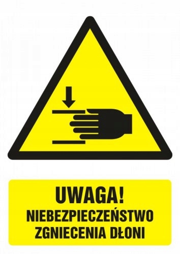 

Uwaga Niebezpieczeństwo zgniecenia 5,25x7,4 folia