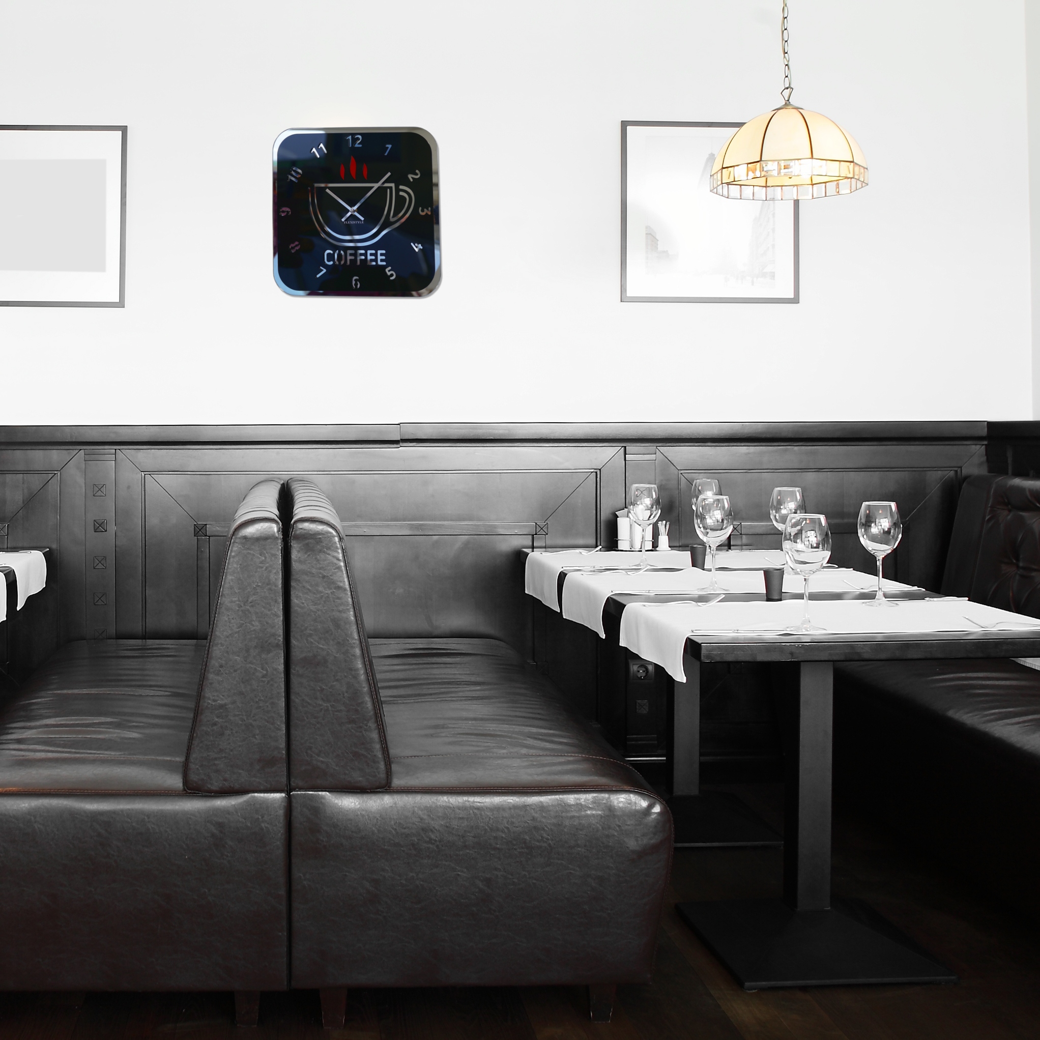 Duży nowoczesny zegar ścienny Coffee do kuchni PL Typ ścienny