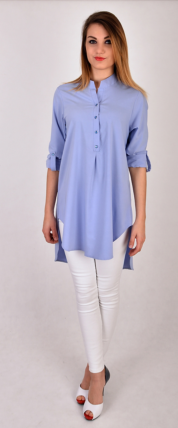 DŁUGA ASYMETRYCZNA KOSZULA TUNIKA KOLORY R - 38 Zapięcie zatrzask