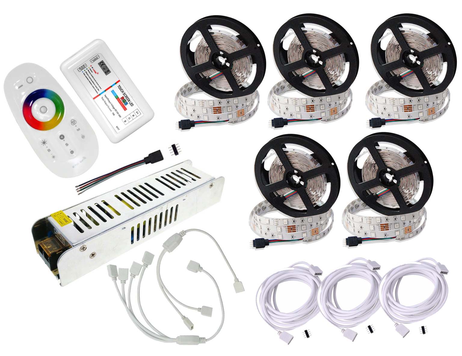 Set Led pásek 5050 25 m Rgb Bílý Dálkový Ovladač Dotyk