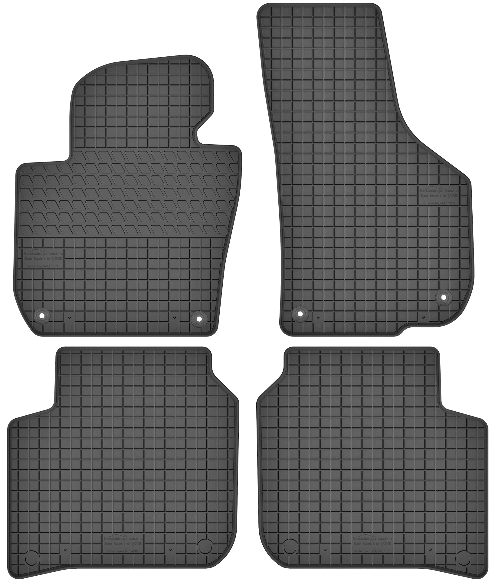 

Dywaniki gumowe do Skoda Superb 2 II 08-15