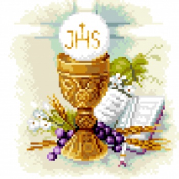 Vyšívací sada křížková I Svaté Přijímání Svatá (5858), kanva+mulina, 20x20cm