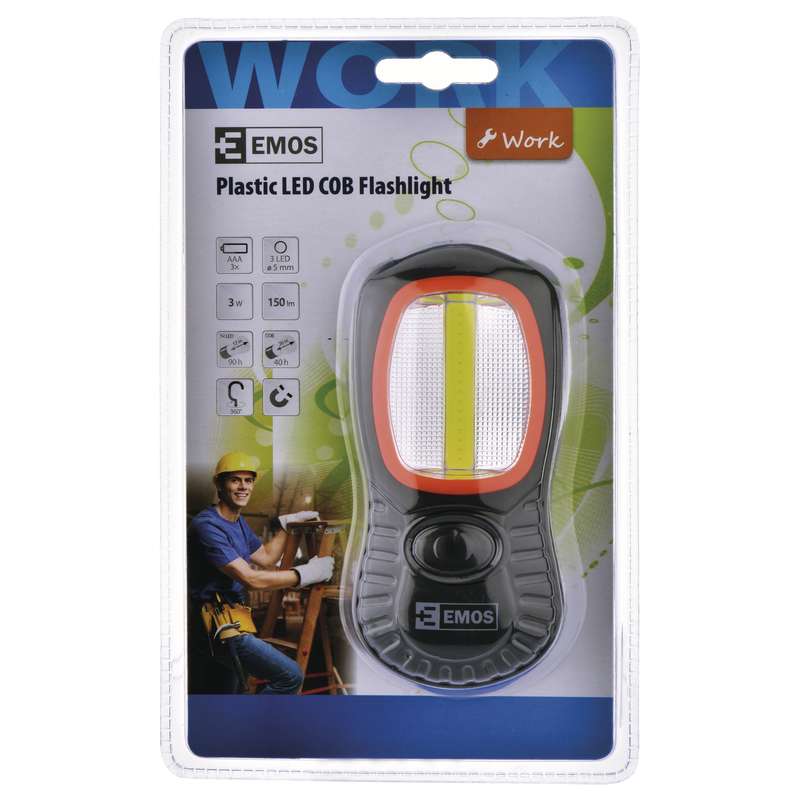 Latarka plastikowa w gumie COB LED 3AAA P3883 EMOS Marka Emos