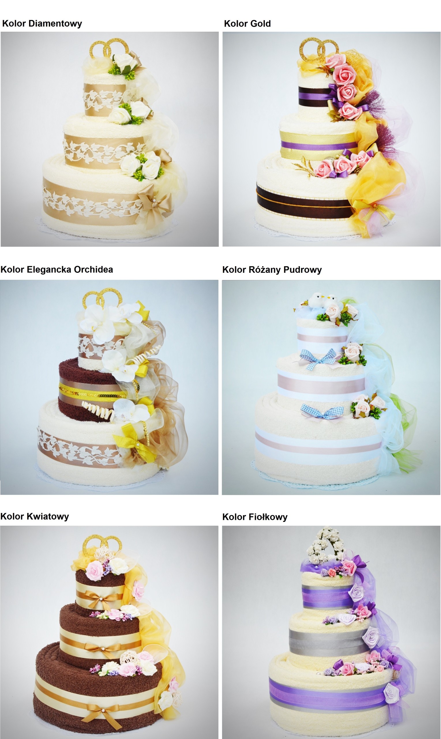 ORYGINALNY PREZENT Ślubny Tort z Ręczników HAFTY Kod producenta na Ślub Urodziny 50 Rocznicę