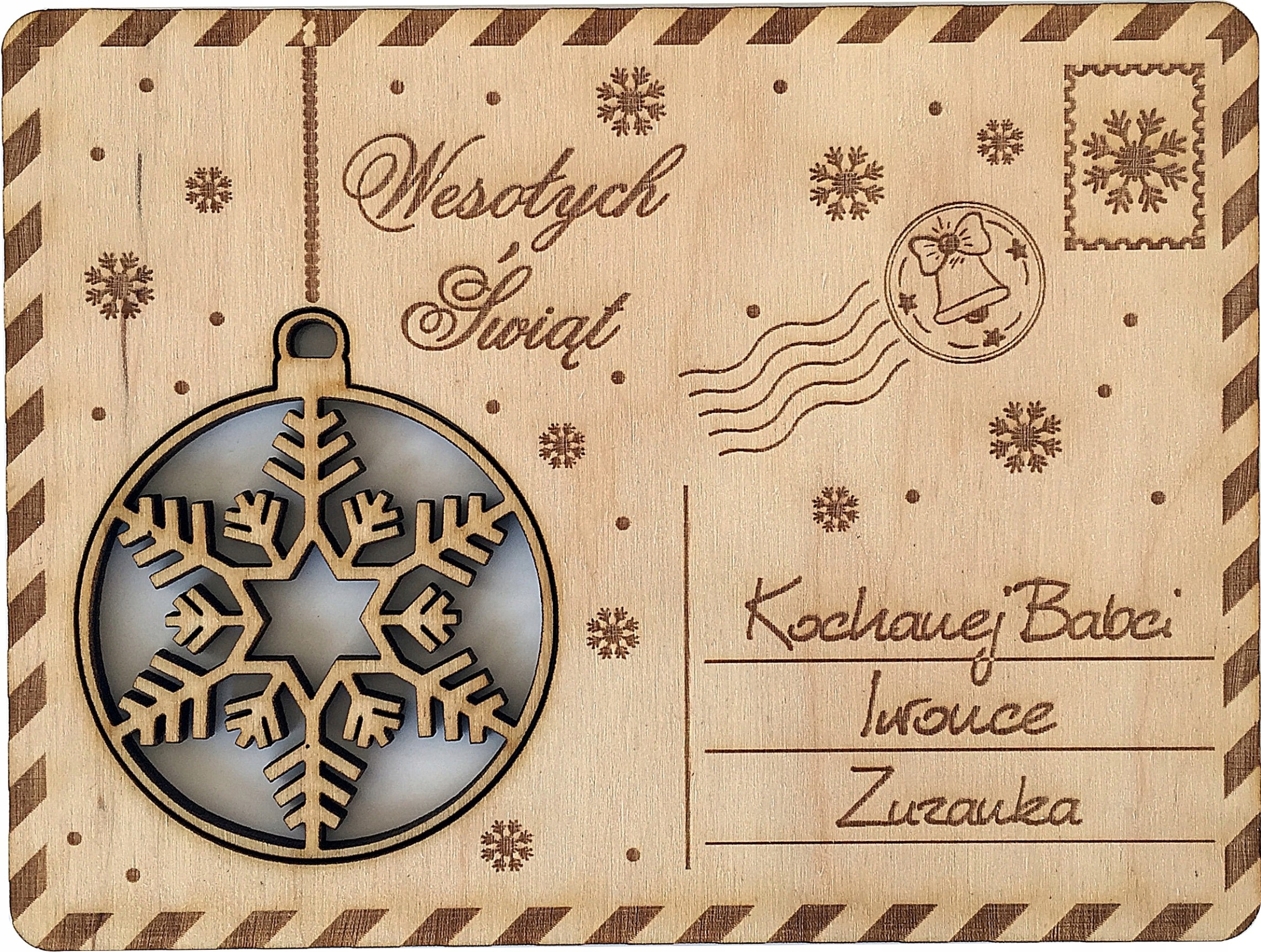 Drevená vianočná karta s vianočné gule dekorácie # 1