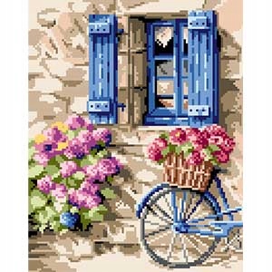 Vyšívací sada křížová, kanva mulina +jehly, dvůr (6025) Ariadna
