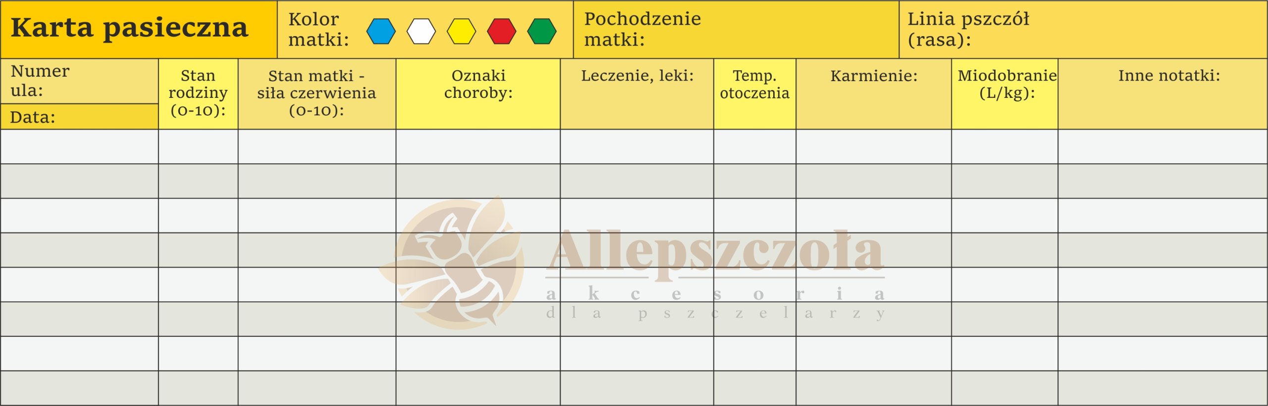 

Karta pasieczna Duża Foliowana wodoodporna 1 szt