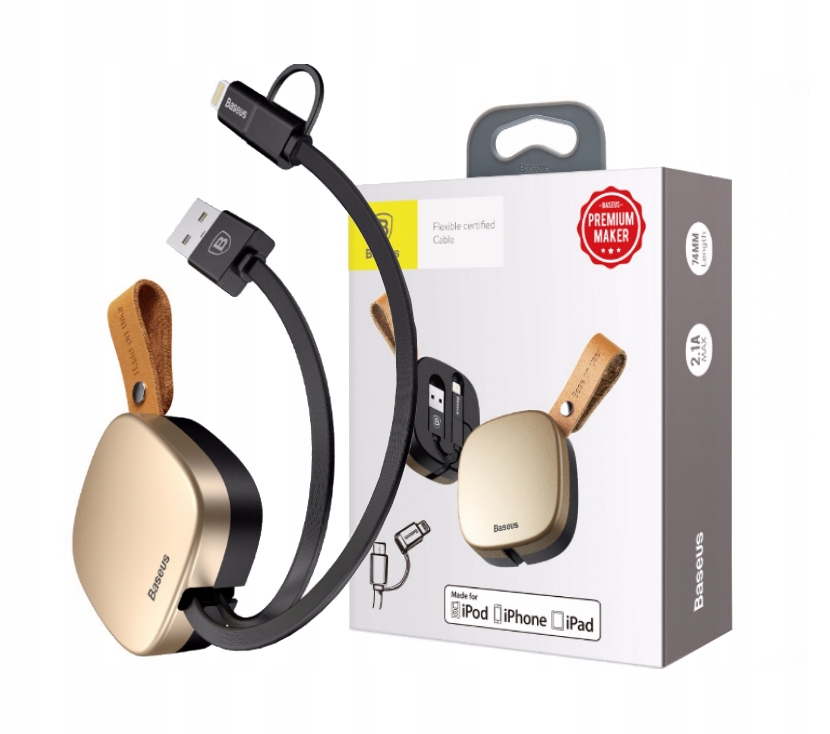 

Kabel Baseus Zwijany Mfi Lightning+microUSB 74CM