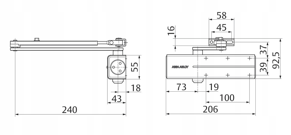 Samozamykacz do drzwi max 100kg 1250mm ASSA ABLOY DC140 srebrny Marka Assa Abloy