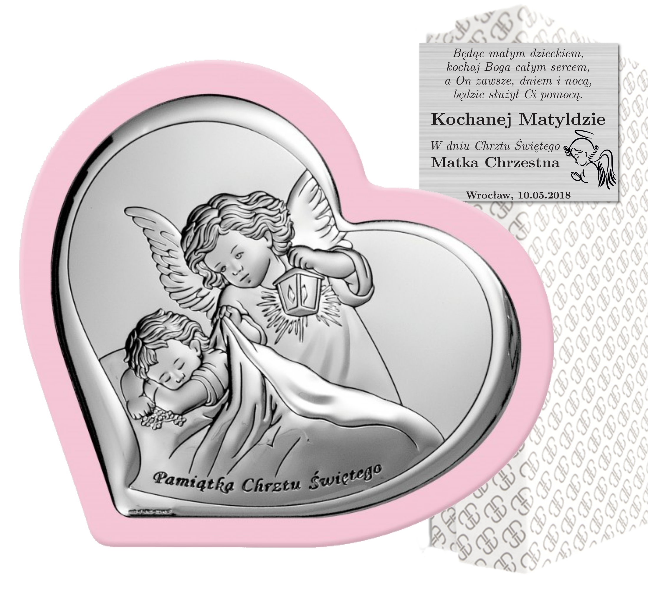 Stříbrný Obrázek Anděl Suvenýr Svatého Křtu
