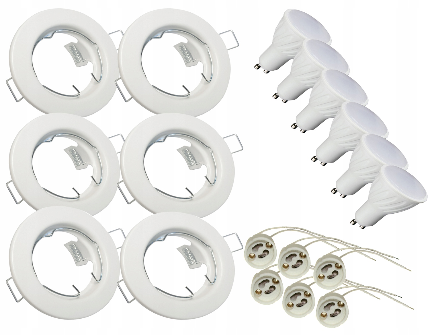 

Zestaw 6xLED GU10 8W Oprawa halogen Biała Okrągła