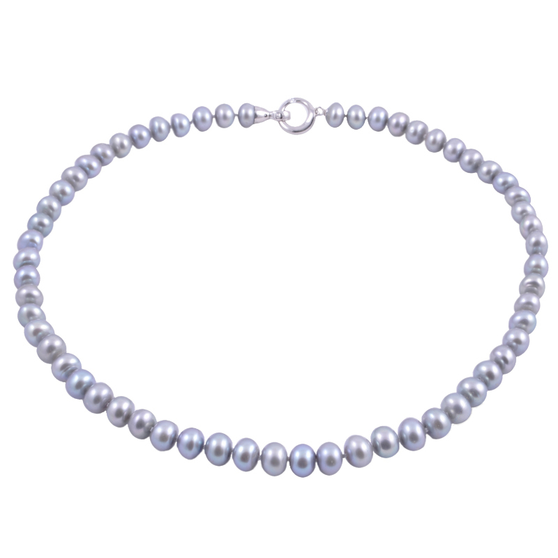 Stříbrný Náhrdelník Z Šedých Pravých Perel