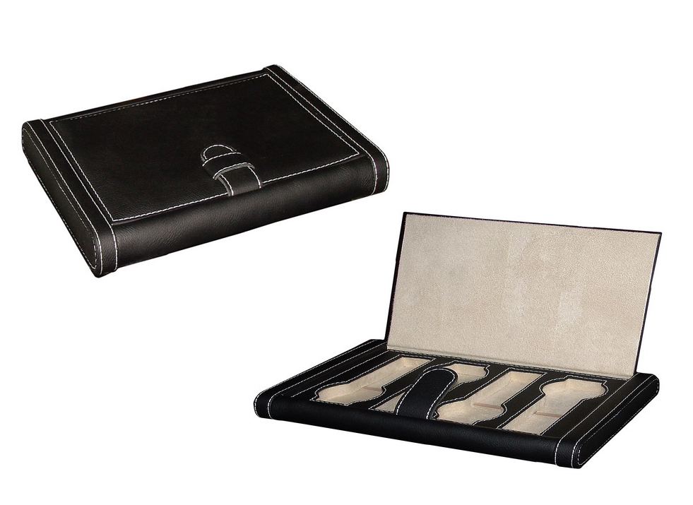 Ploché, Efektní Kožené Pouzdro Pro 4 Hodinky