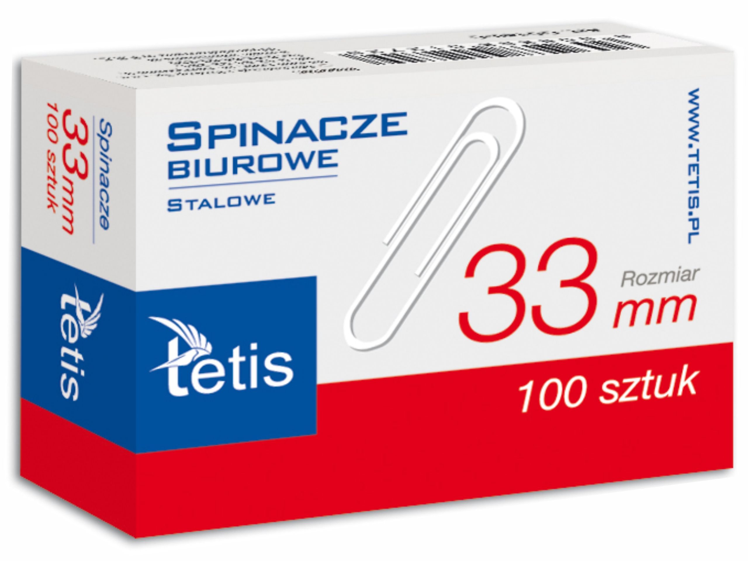 

Spinacze biurowe okrągłe Tetis GS140-C 33mm 100szt