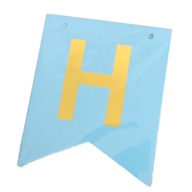 GIRLANDA BANER HAPPY BIRTHDAY niebiesko - złota Długość 150 cm