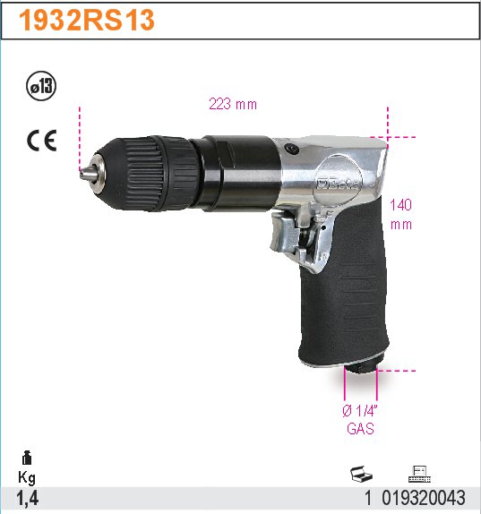 13 ММ БЕТА 1932RS13 ПНЕВМАТИЧЕСКИЙ СВЕРЛИЛЬНЫЙ СТАНОК