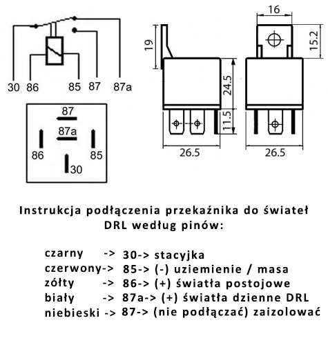 AUTOMAT DRL PRZEKAŹNIK Świateł Dziennych LED etc. Producent części Inny