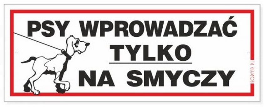 

Tabliczka Psy Wyprowadzać Tylko Na Smyczy 21x8 cm
