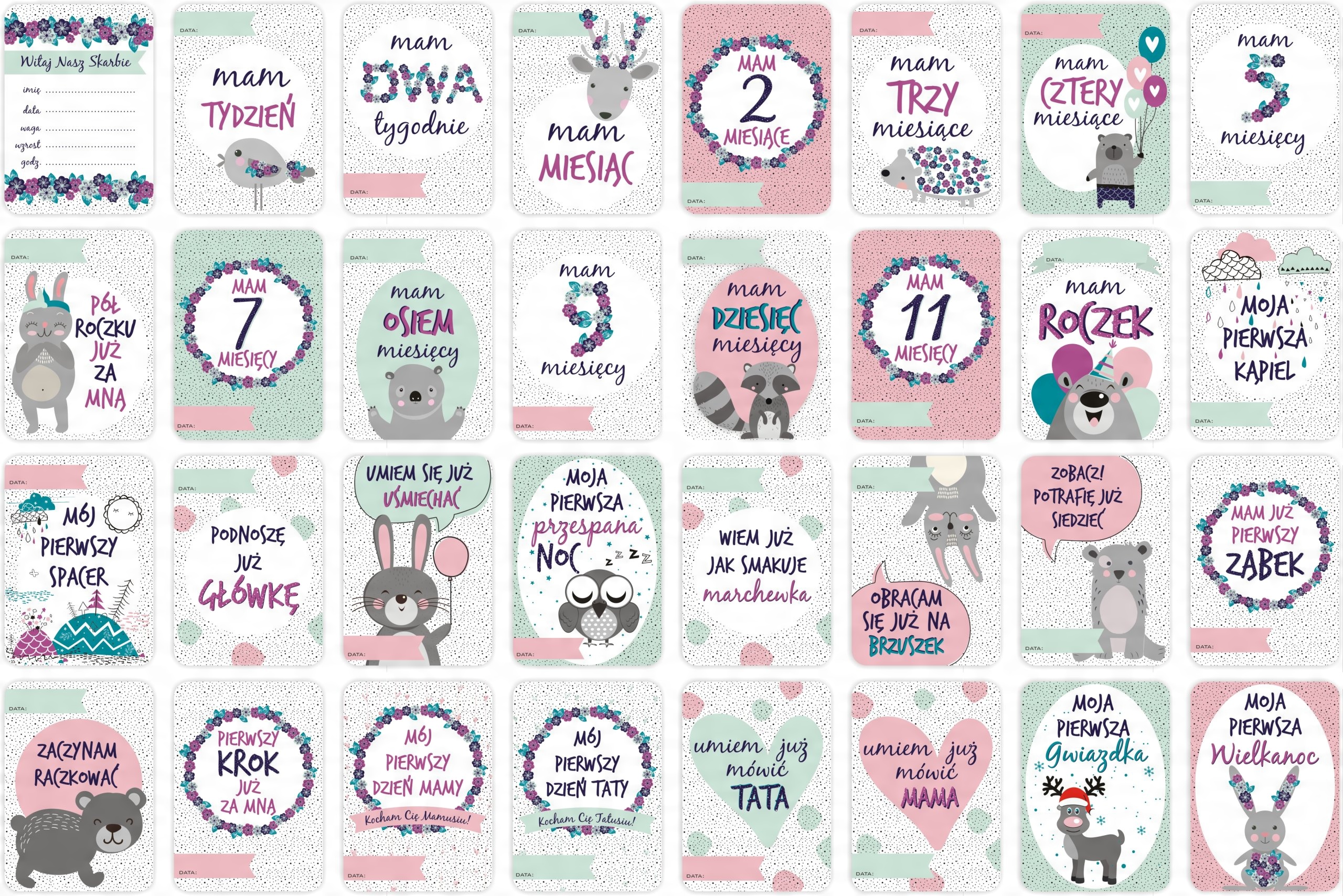 

karty do zdjęć Foto Cards pierwszy rok życia