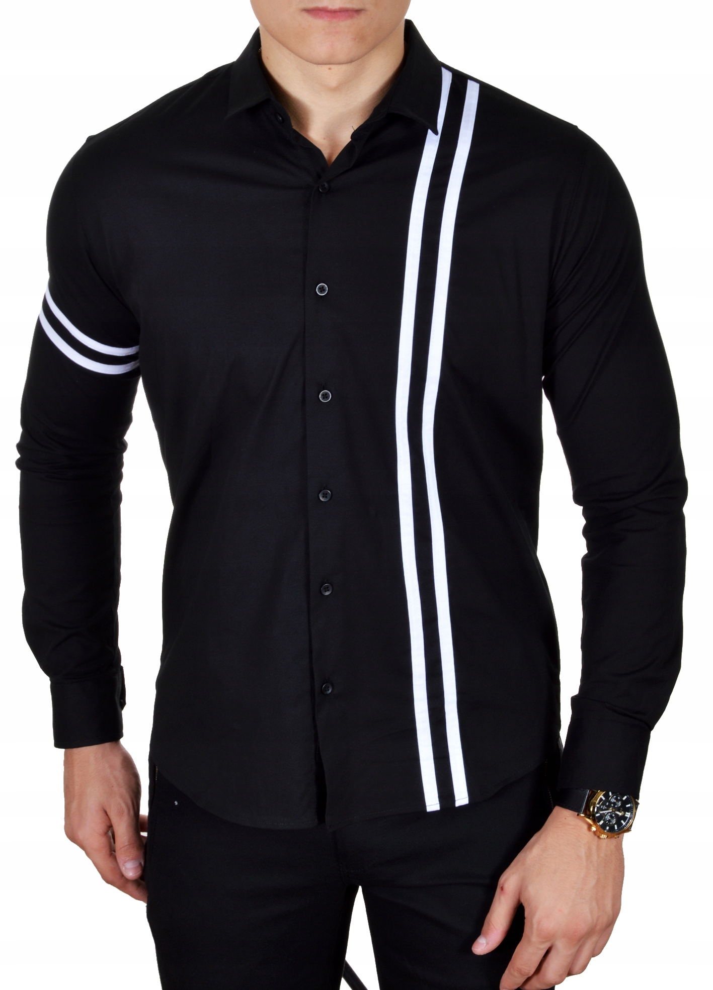 Pánská košile Casual Černá Vyšívaná Skull