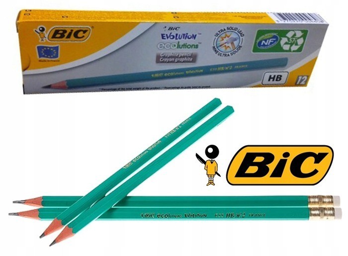 BIC OŁÓWEK BIC EVOLUTION Z GUMKĄ ZIELONY HB OŁÓWEK Twardość HB