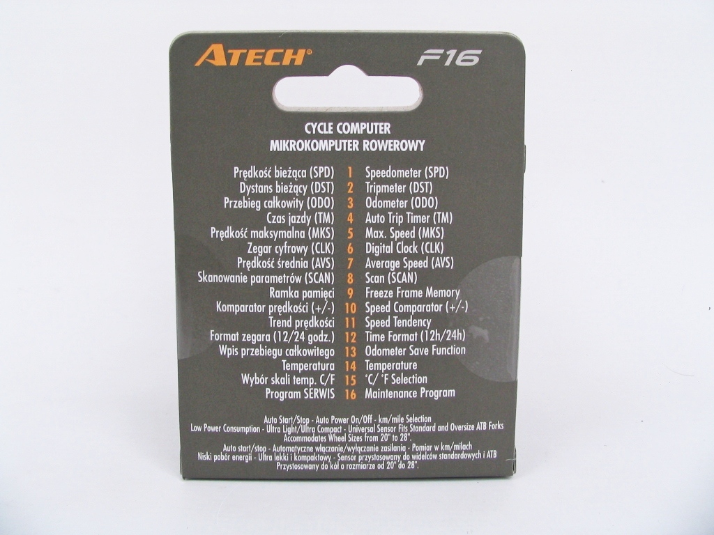 LICZNIK ROWEROWY ATECH F16 MB-16 LIC03 16 FUNKCJI Marka Atech