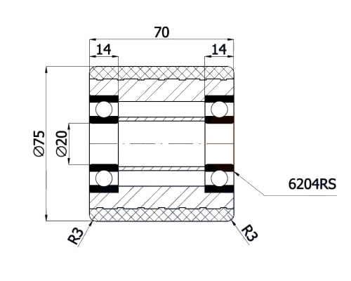75-70 ROLKA ROLKI DO WÓZKÓW PALETOWYCH 75X70 Marka Zabi