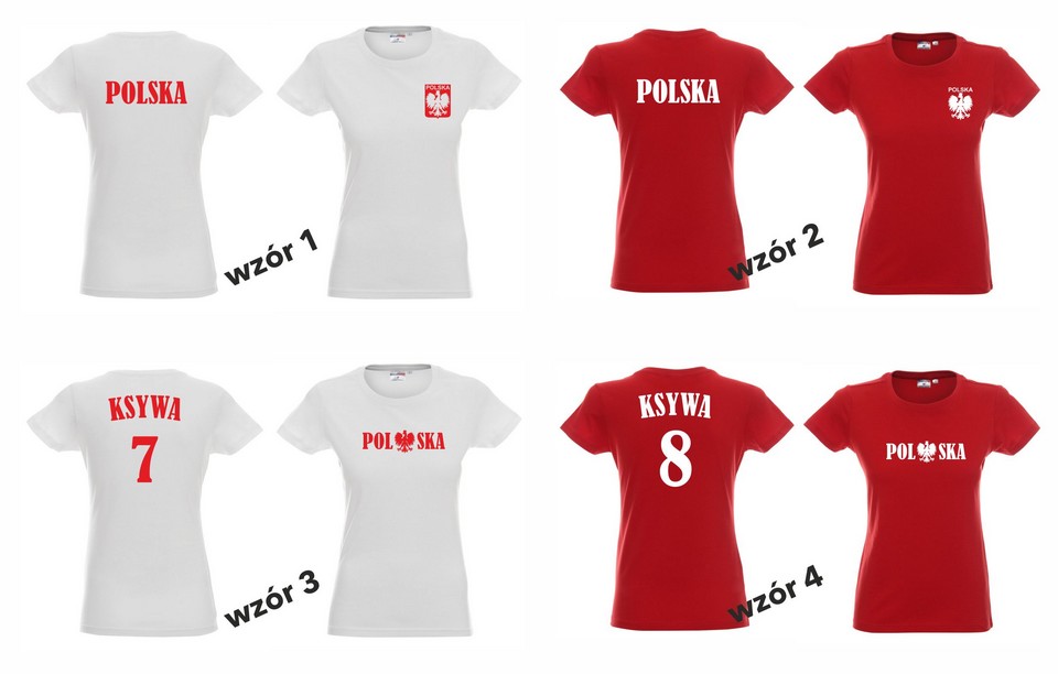 KOSZULKA POLSKI, KIBICA WŁASNY NAPIS IMIĘ dam S Rozmiar 36