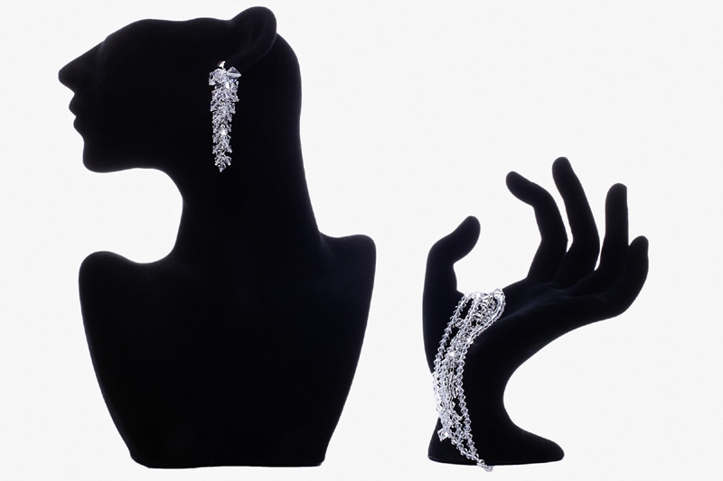 

komplet Swarovski elements grona kryształy Srebro