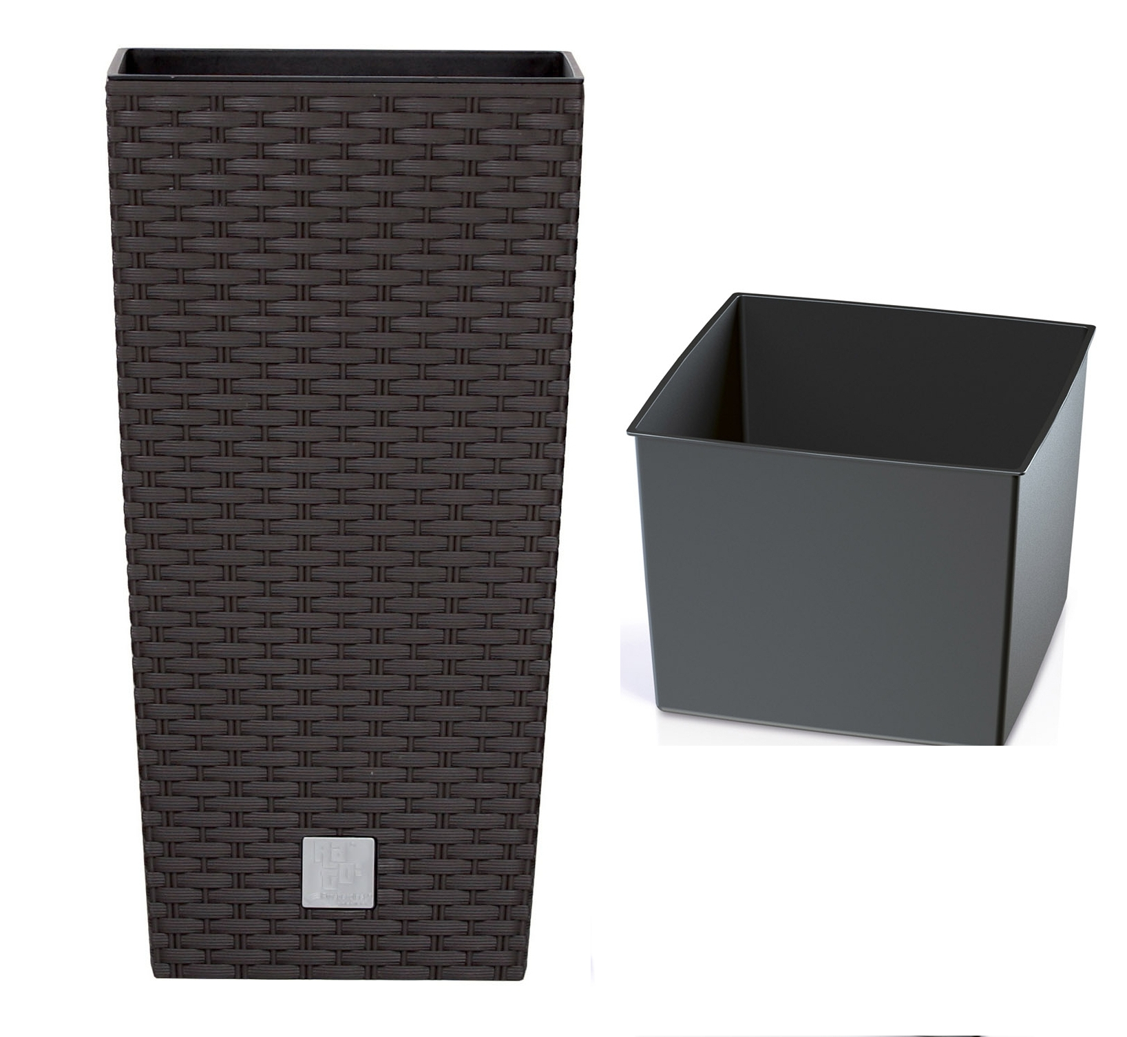 

Doniczka z wkładem 29cm x h55cm Kwadratowa Rattan